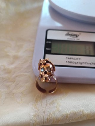 Anello teschio punk rock vintage argento 925