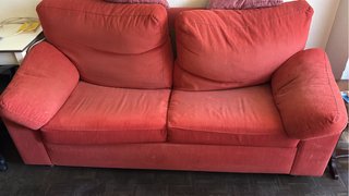 Sofá 3 plazas rojo tela