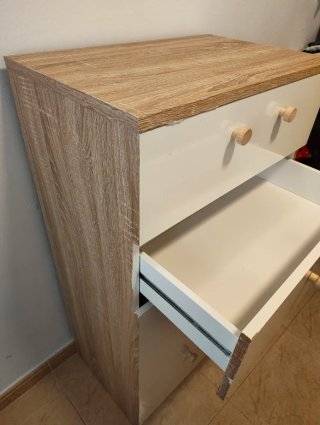 Cajonera 5 cajones madera y blanco
