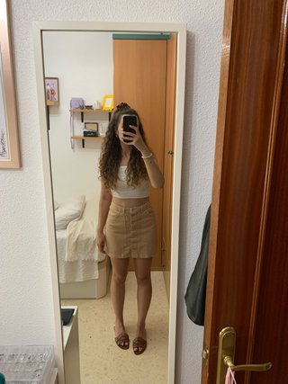 Falda vaquera beige/marrón de Stradivarius