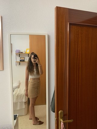 Falda vaquera beige/marrón de Stradivarius