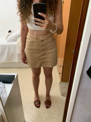 Falda vaquera beige/marrón de Stradivarius