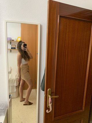 Falda vaquera beige/marrón de Stradivarius