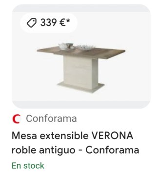 Mesa extensible Verona roble
