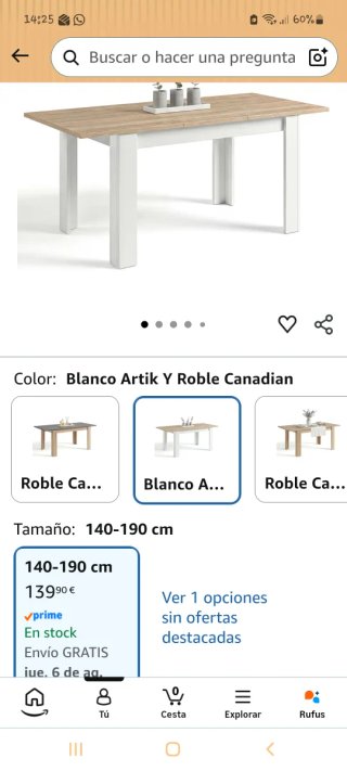 Mesa comedor extensible Blanco Artik