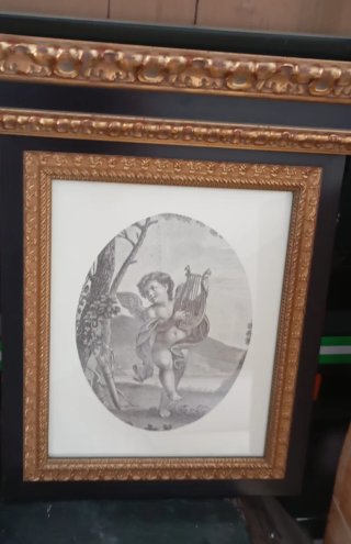 Pareja de cuadros antiguos con cupidos