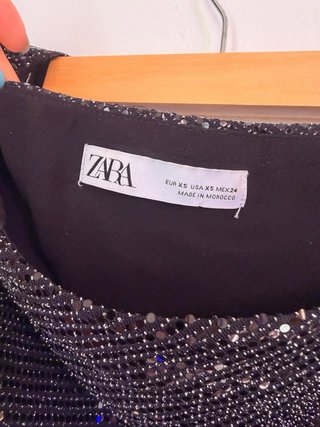 Vestido Zara fiesta lentejuelas manga XS