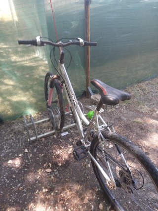Bicicleta de montaña plateada