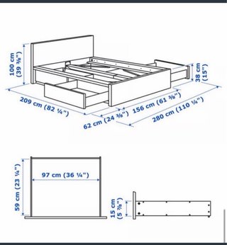 Estructura Cama MALM Ikea Blanca 4 Cajones