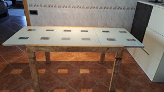 Mesa extensible madera y cristal
