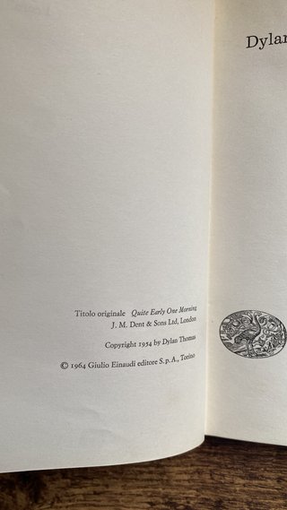 Molto presto di mattina Dylan Thomas libro Einaudi