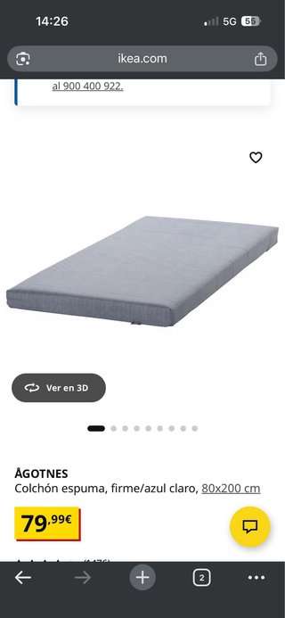 2 Colchones IKEA AGOTNES 80x200