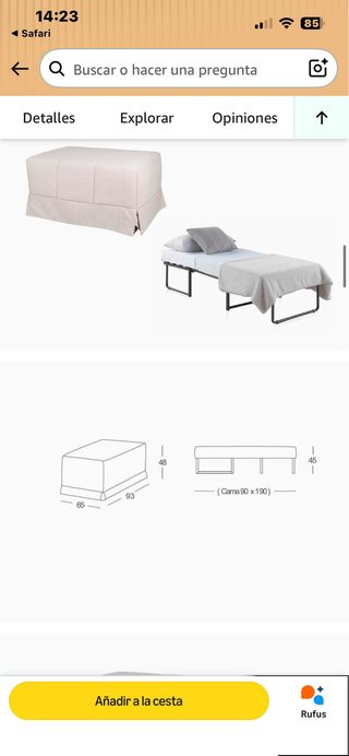Cama Puff Plegable Quality Furniture Beige