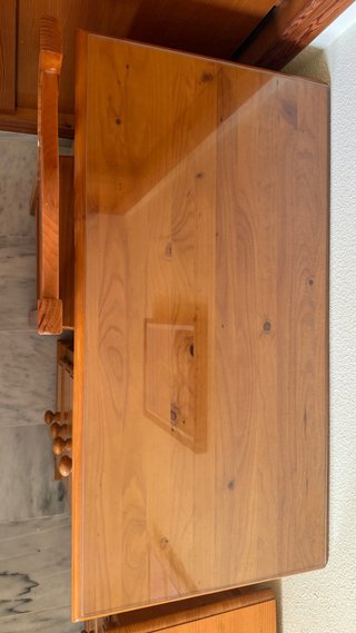 Escritorio y Silla de Madera con Cristal