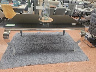 Mesa para comedor de cristal templado negra