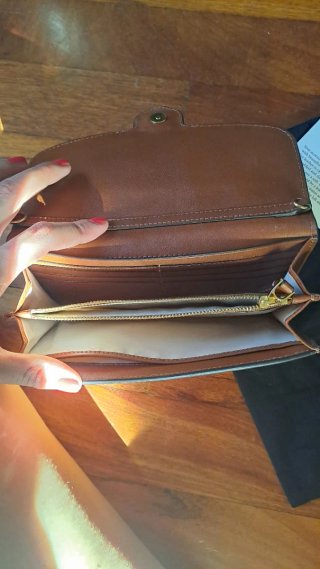 Pochette Ralph Lauren in pelle marrone con catena
