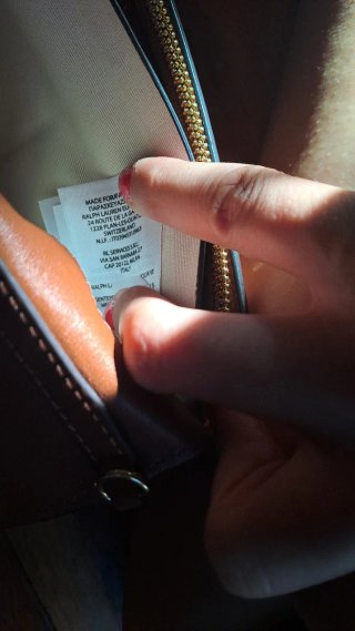 Pochette Ralph Lauren in pelle marrone con catena