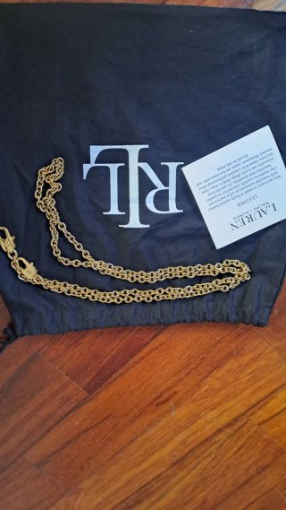 Pochette Ralph Lauren in pelle marrone con catena