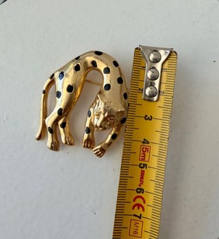 Broche vintage pantera leopardo dorado y negro