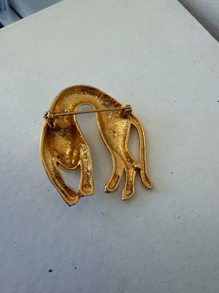 Broche vintage pantera leopardo dorado y negro