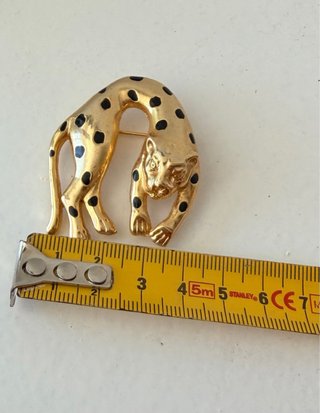 Broche vintage pantera leopardo dorado y negro