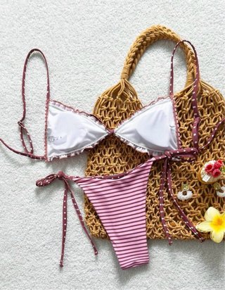 Bikini rosa y burdeos lunares XXS