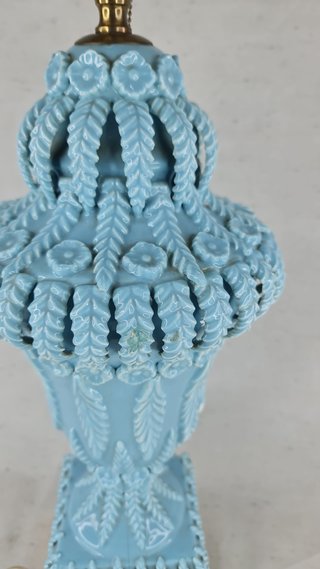 Lámpara de Mesa Cerámica Manises Azul Vintage