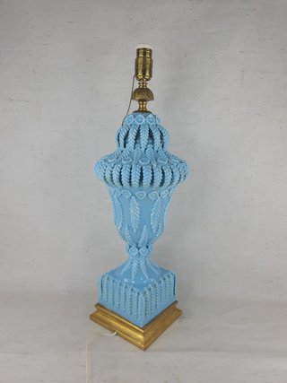 Lámpara de Mesa Cerámica Manises Azul Vintage