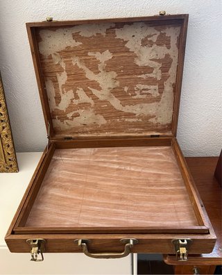 Caja de madera para cubertería a restaurar