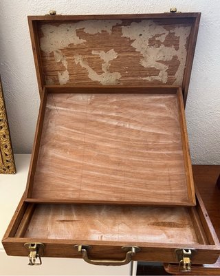 Caja de madera para cubertería a restaurar