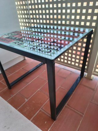 Mesa Terraza 50x50 Cristal y Metal