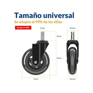 COSYLAND 5 ruedas silla oficina 11mm suaves
