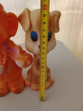 Muñeco de goma antiguo payaso y perro