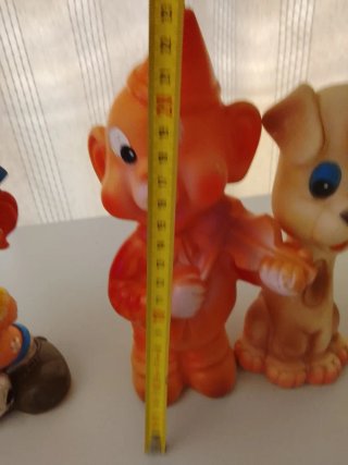 Muñeco de goma antiguo payaso y perro