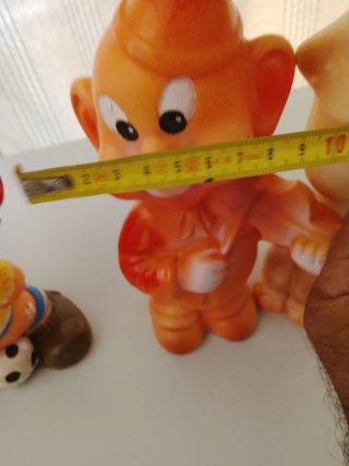 Muñeco de goma antiguo payaso y perro