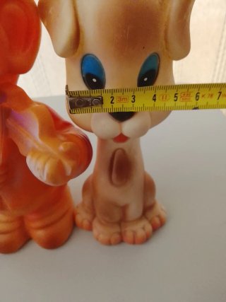 Muñeco de goma antiguo payaso y perro
