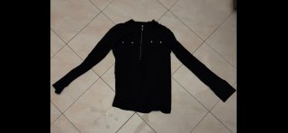 Top Guess donna nero vintage mezza zip L