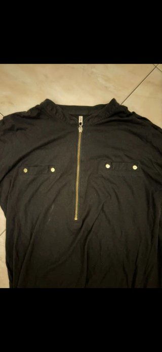 Top Guess donna nero vintage mezza zip L