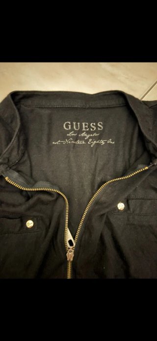 Top Guess donna nero vintage mezza zip L