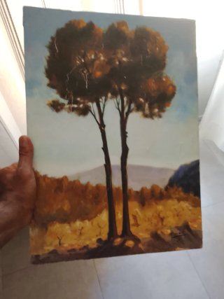 Cuadro óleo antiguo paisaje