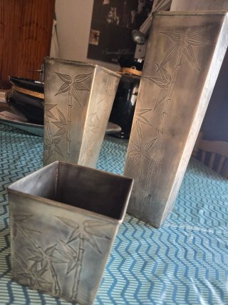 Juego 3 Jarrones Decorativos Metal