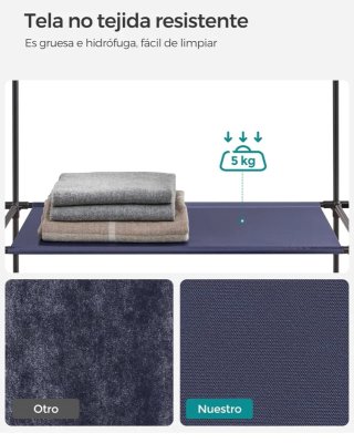 Armario de tela SONGMICS azul/gris