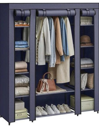 Armario de tela SONGMICS azul/gris