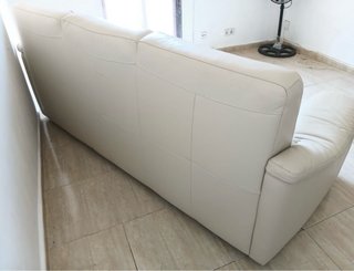 Sofá 3 plazas cuero beige