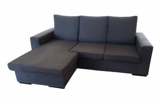 Sofá chaise longue azul y gris