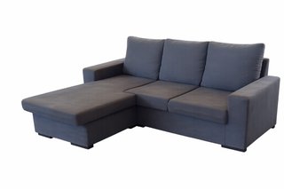 Sofá chaise longue azul y gris