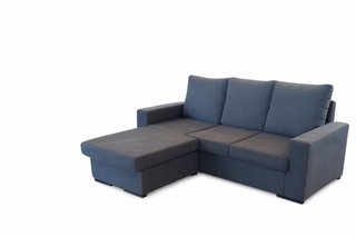 Sofá chaise longue azul y gris