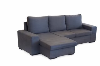 Sofá chaise longue azul y gris