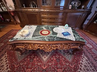 Mesa de centro madera y mármol clásica