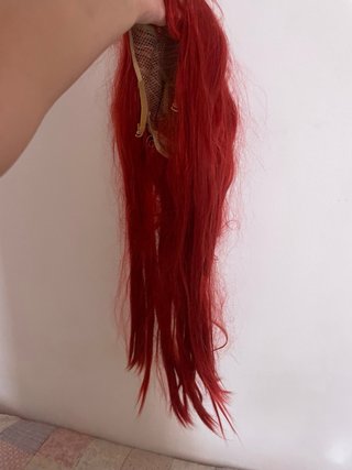 Parrucca rossa lunga con frangetta